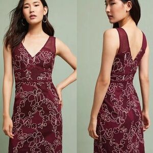 Anthropologie Mouilinette Soeurs Ariana Burgundy Pink Lace Dress 4